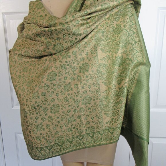 Traditional Jamawar Shawl OSWAL Collection Large 80 x 40 inch oblong plus fringe - Picture 14 of 16